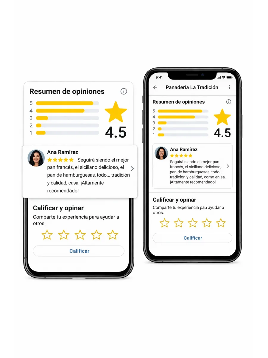 Google Maps reviews panel on a phone for a local business